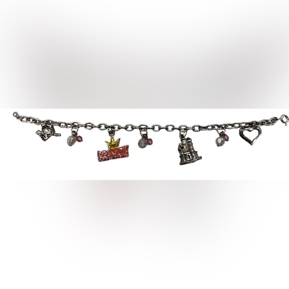 Vintage Child Princess Charm Bracelet Princess, Castle, Crown and Heart 7” - Picture 2 of 5